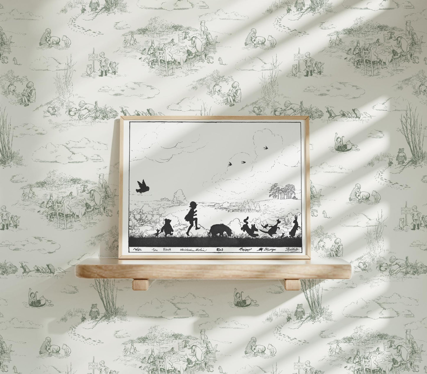 Winnie-The-Pooh Silhouette Art Print - Black