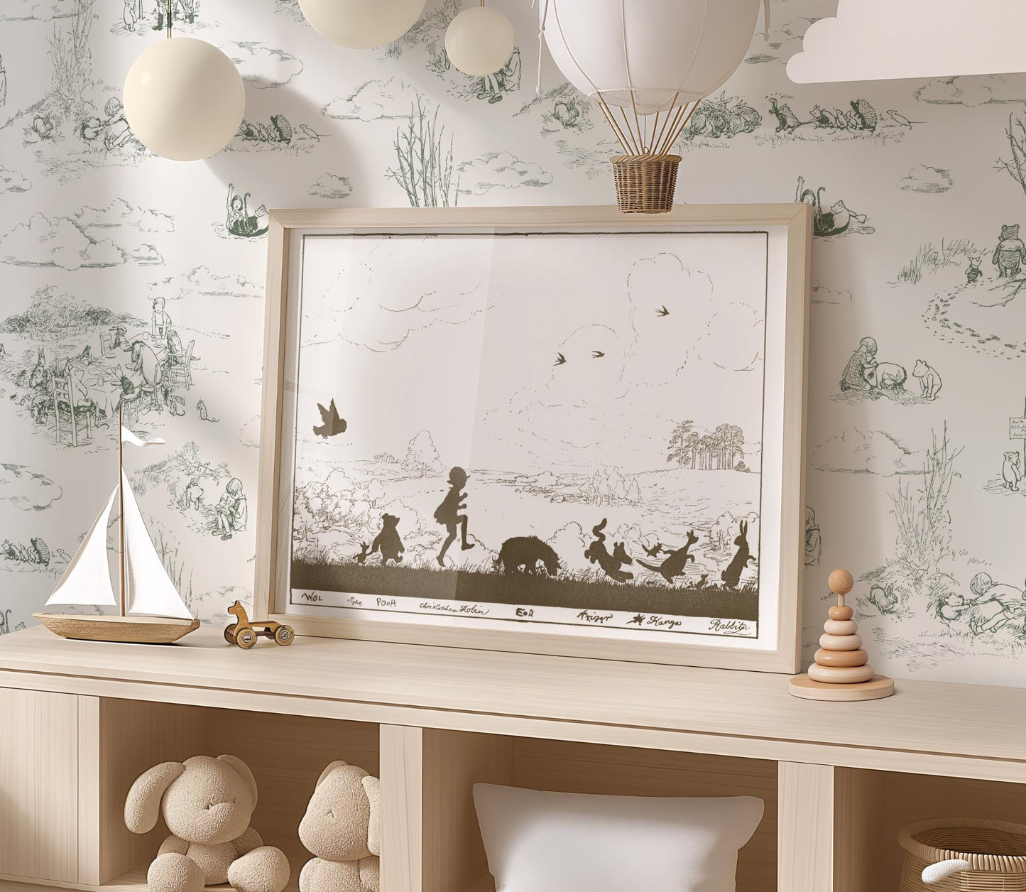 Winnie-The-Pooh Silhouette Art Print - Sepia
