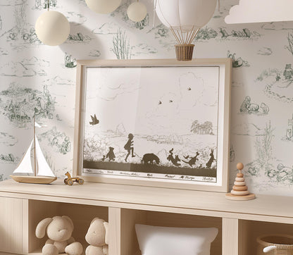 Winnie-The-Pooh Silhouette Art Print - Sepia