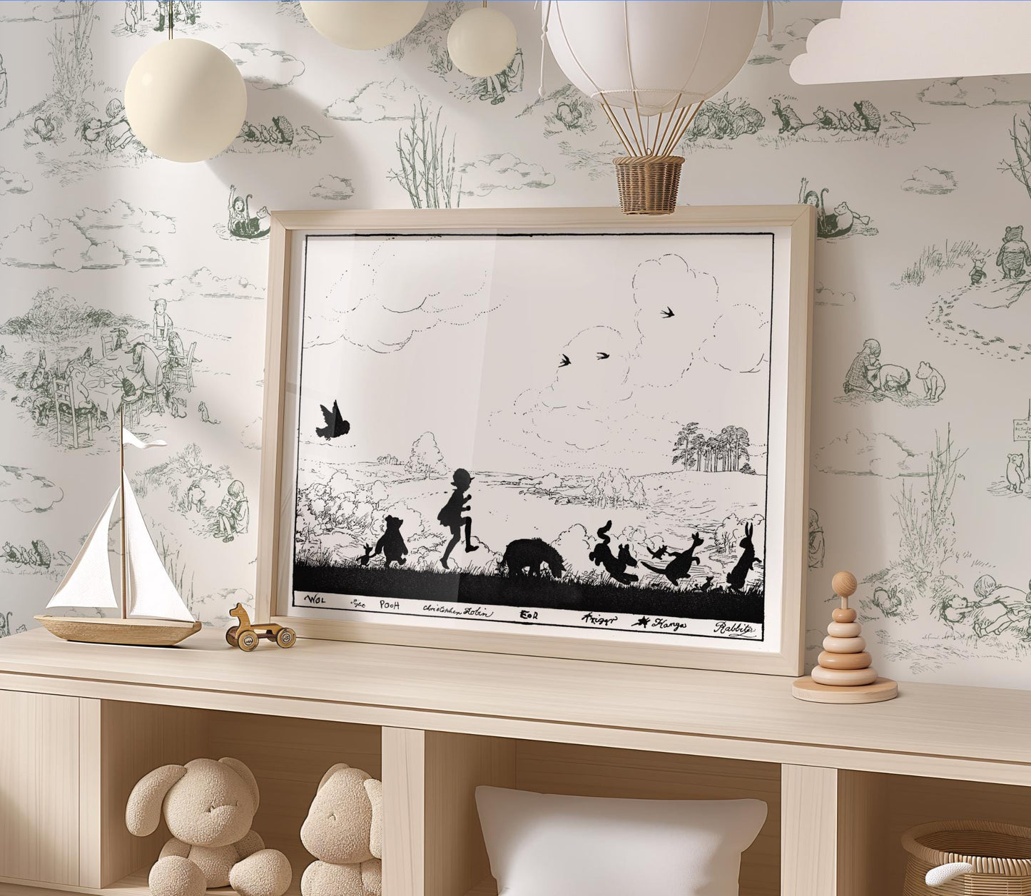 Winnie-The-Pooh Silhouette Art Print - Black