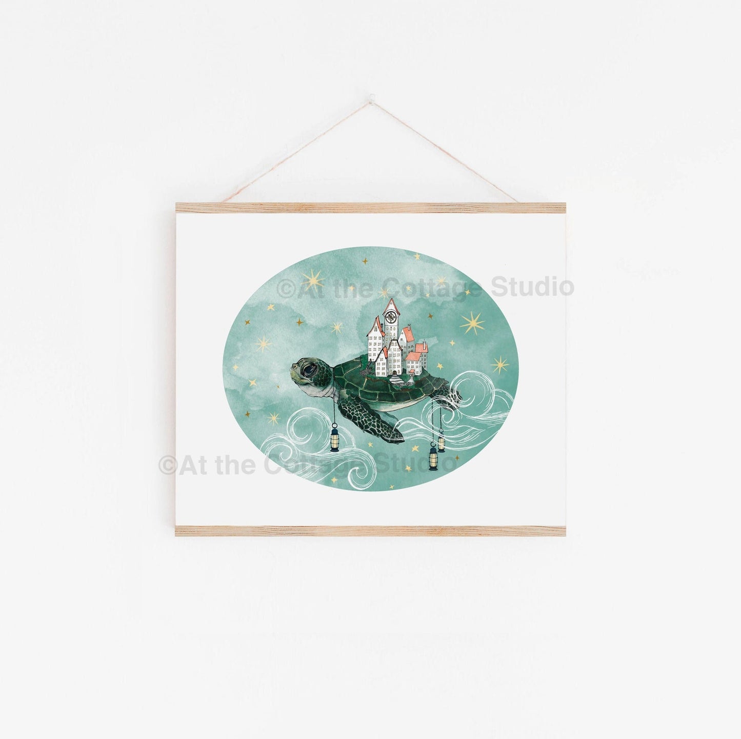 Fantasy Sea Turtle Art Print - Castle
