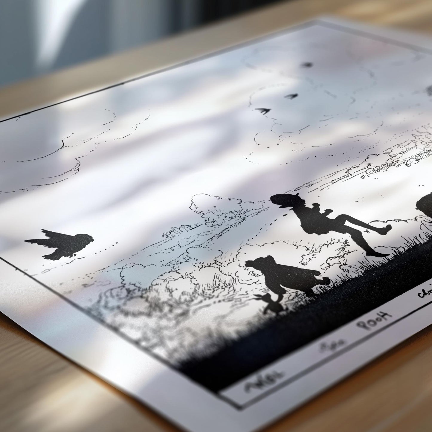 Winnie-The-Pooh Silhouette Art Print - Black