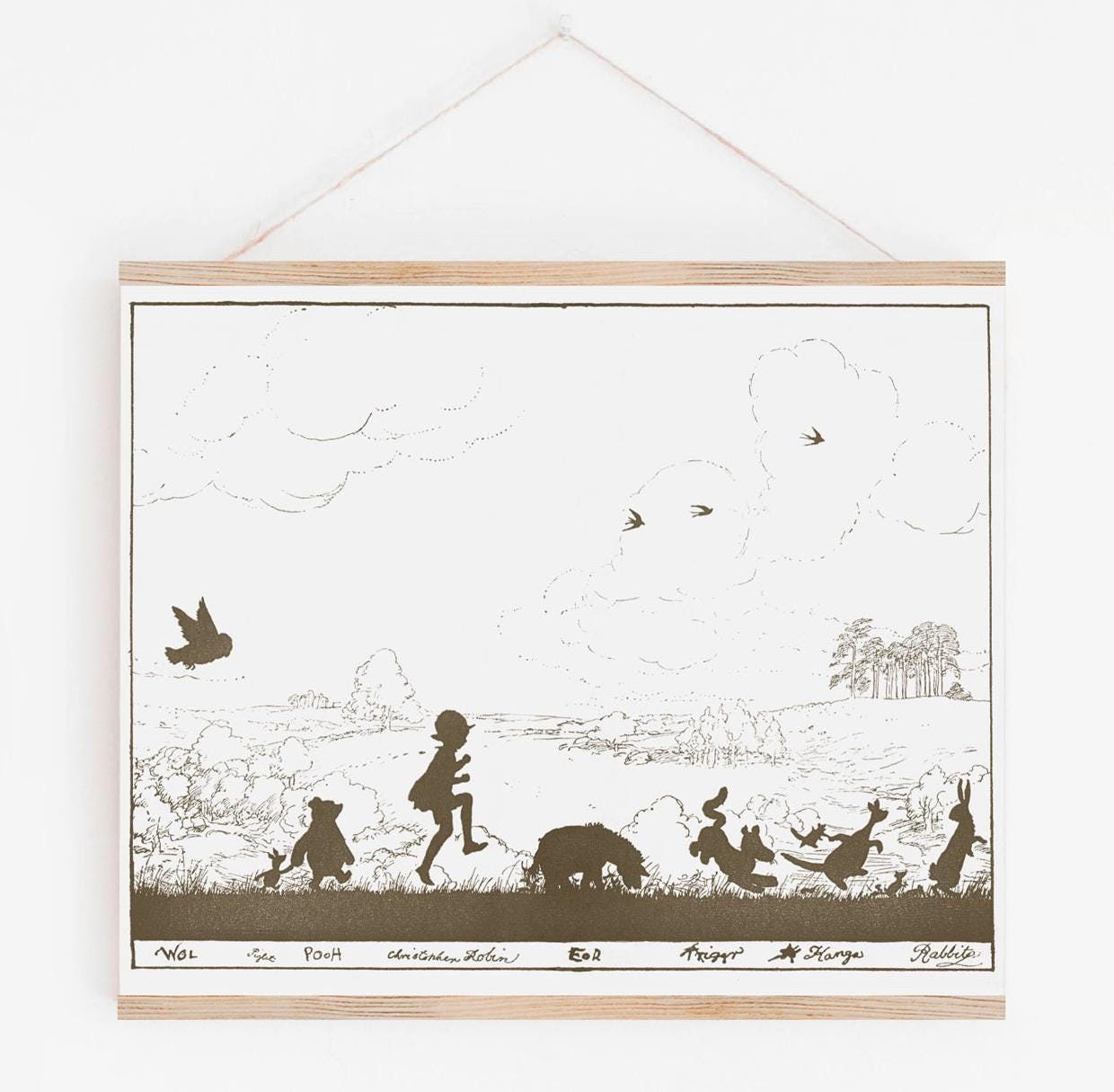 Winnie-The-Pooh Silhouette Art Print - Sepia