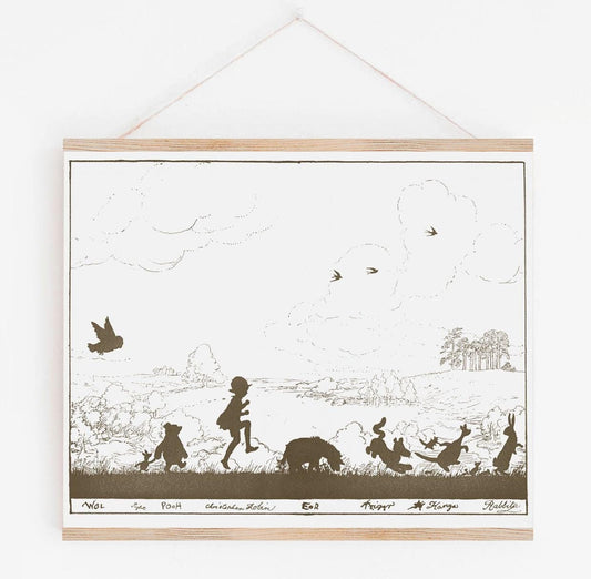 Winnie-The-Pooh Silhouette Art Print - Sepia