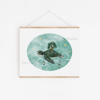 Fantasy Sea Turtle Art Print - Tree