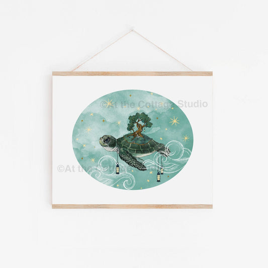 Fantasy Sea Turtle Art Print - Tree