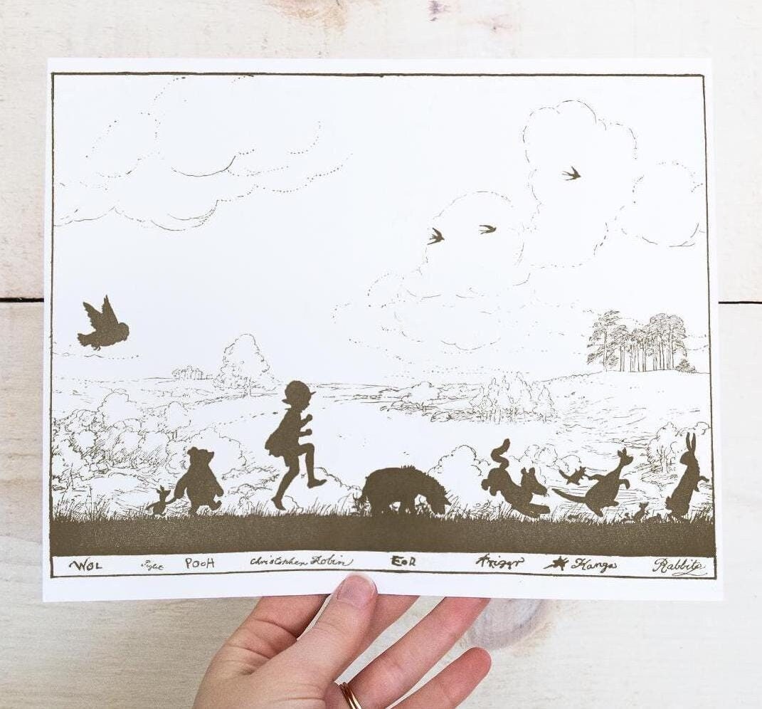 Winnie-The-Pooh Silhouette Art Print - Sepia