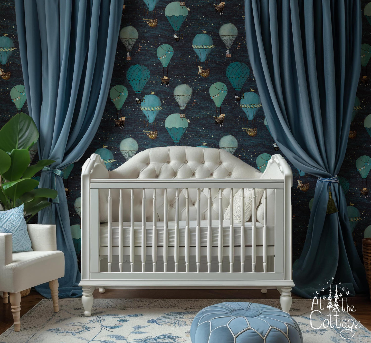 Whimsical Hot Air Balloon Nursery Wallpaper