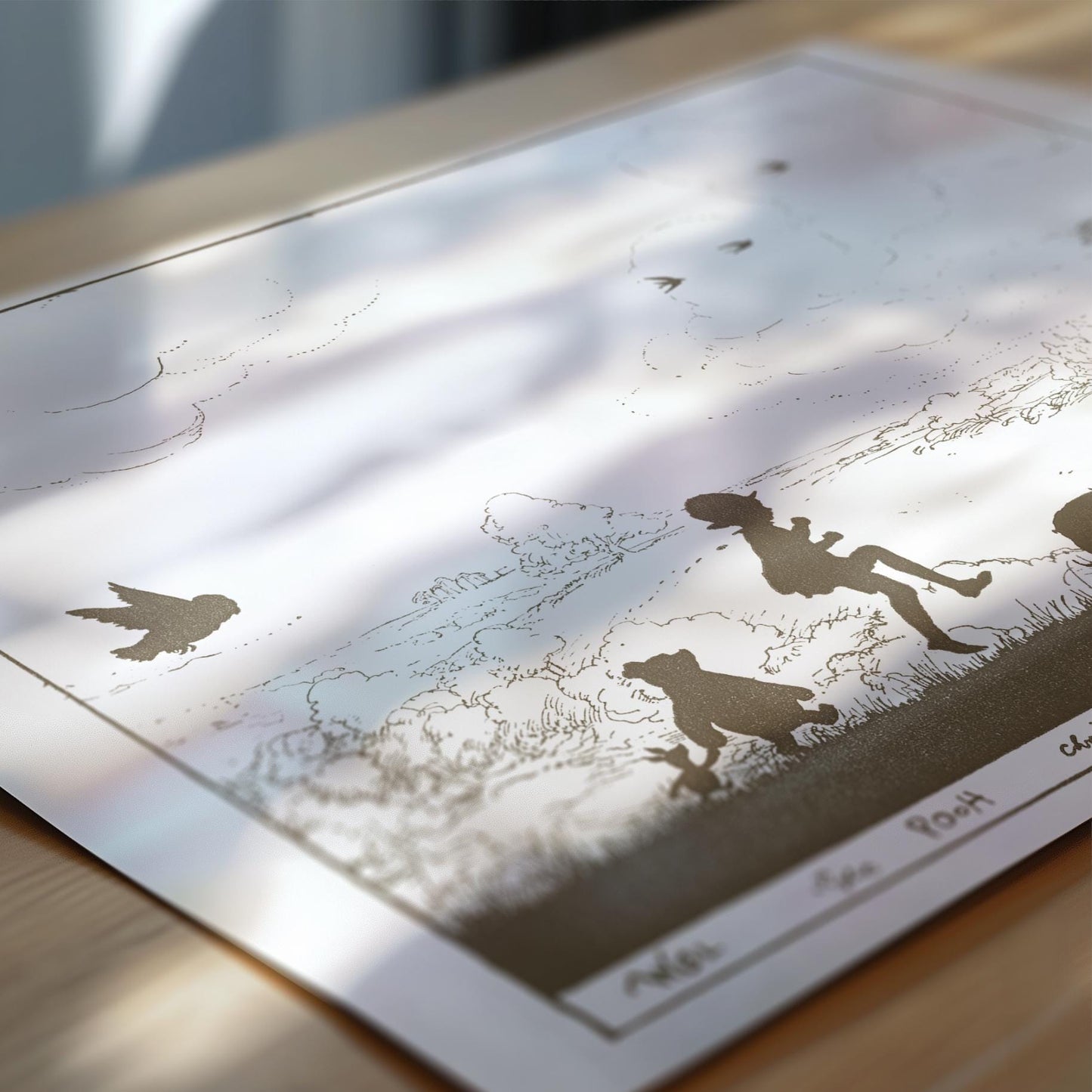 Winnie-The-Pooh Silhouette Art Print - Sepia