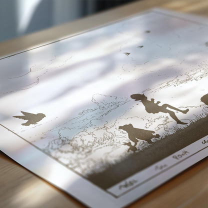 Winnie-The-Pooh Silhouette Art Print - Sepia